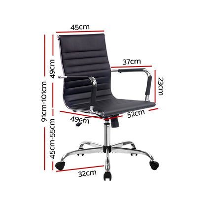 Artiss Office Chair Conference Chairs PU Leather Mid Back Black - Cosy Abode