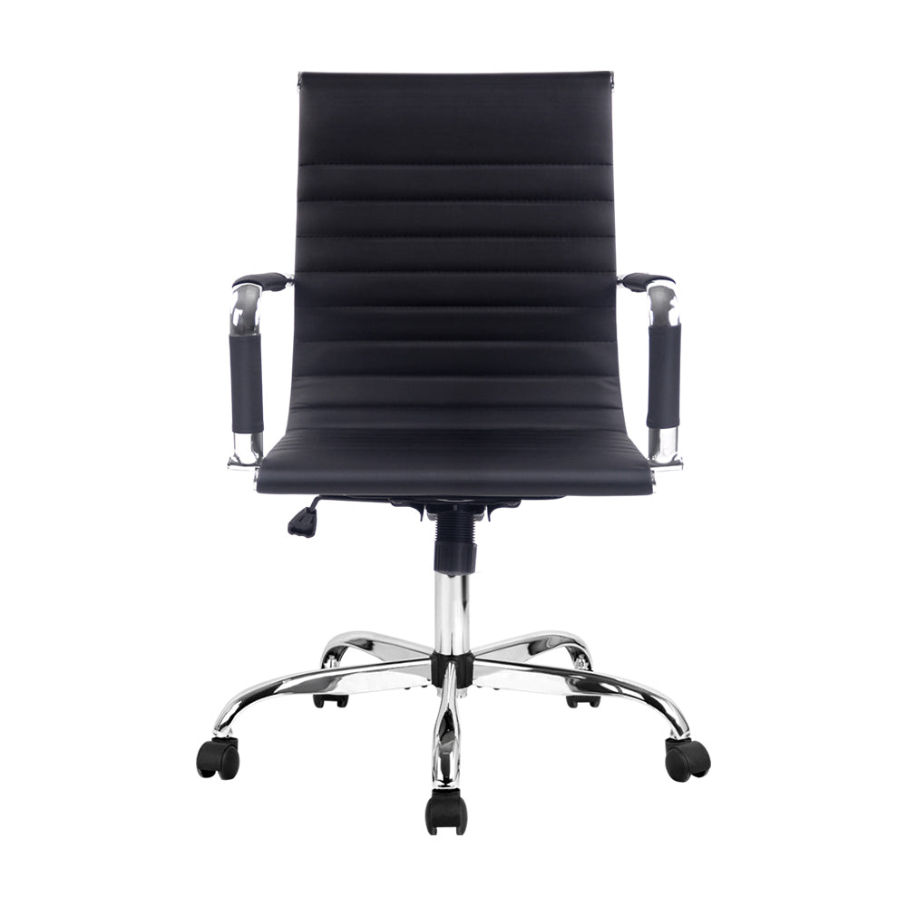 Artiss Office Chair Conference Chairs PU Leather Mid Back Black - Cosy Abode