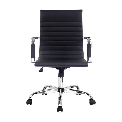 Artiss Office Chair Conference Chairs PU Leather Mid Back Black - Cosy Abode