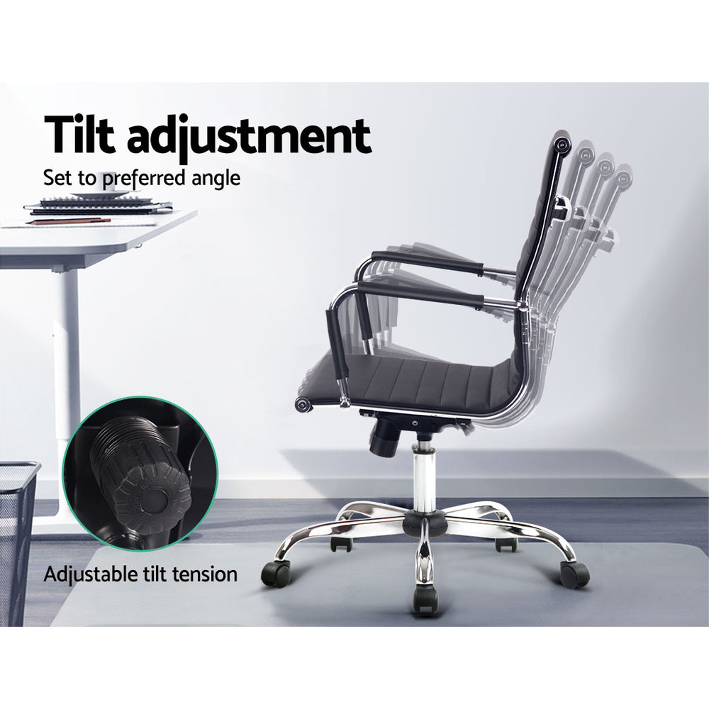 Artiss Office Chair Conference Chairs PU Leather Mid Back Black - Cosy Abode