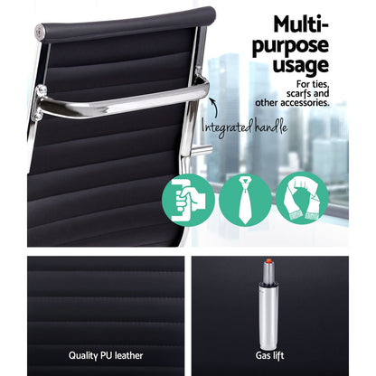 Artiss Office Chair Conference Chairs PU Leather Mid Back Black - Cosy Abode