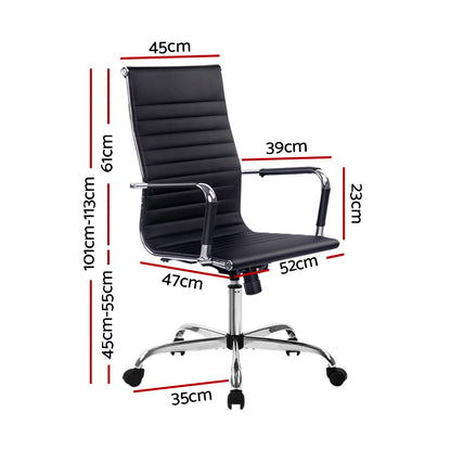 Artiss Office Chair Conference Chairs PU Leather High Back Black - Cosy Abode