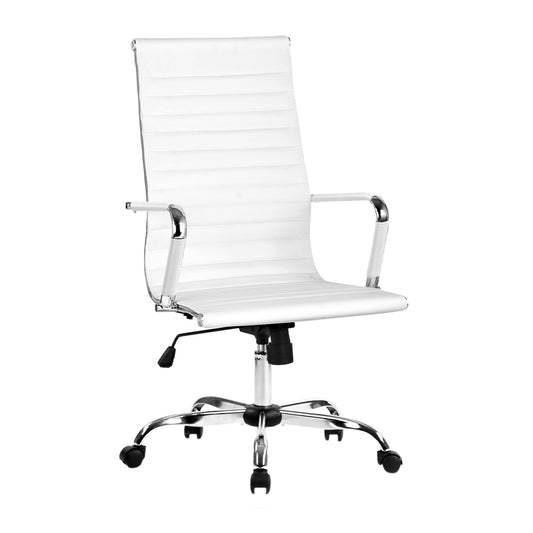 Artiss Office Chair Conference Chairs PU Leather High Back White - Cosy Abode
