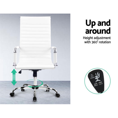 Artiss Office Chair Conference Chairs PU Leather High Back White - Cosy Abode