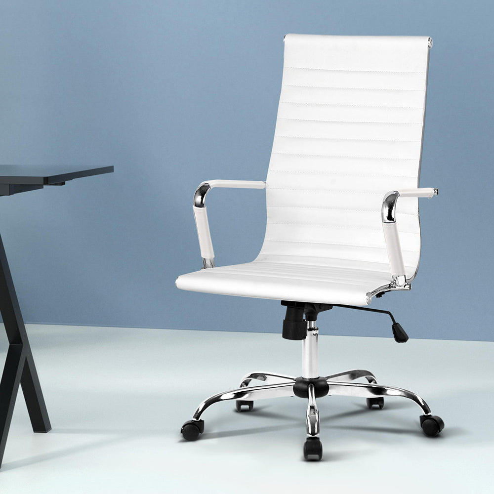Artiss Office Chair Conference Chairs PU Leather High Back White - Cosy Abode