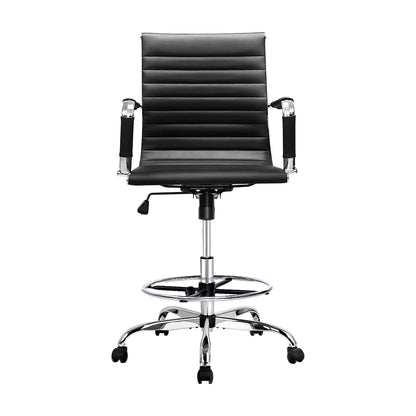 Artiss Office Chair Drafting Stool Leather Chairs Black - Cosy Abode