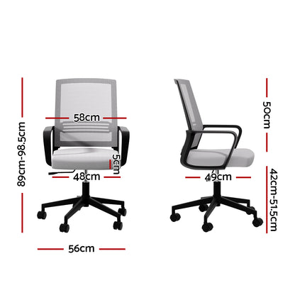Artiss Mesh Office Chair Computer Gaming Desk Chairs Work Study Mid Back Grey - Cosy Abode
