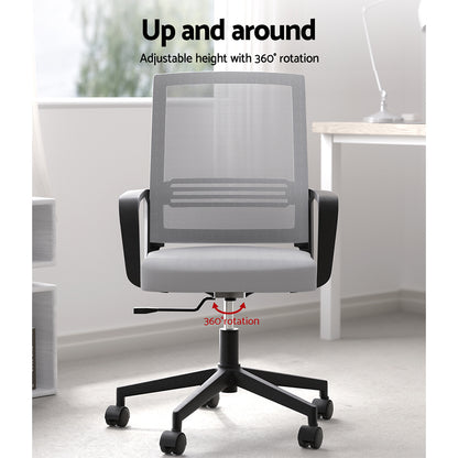 Artiss Mesh Office Chair Computer Gaming Desk Chairs Work Study Mid Back Grey - Cosy Abode
