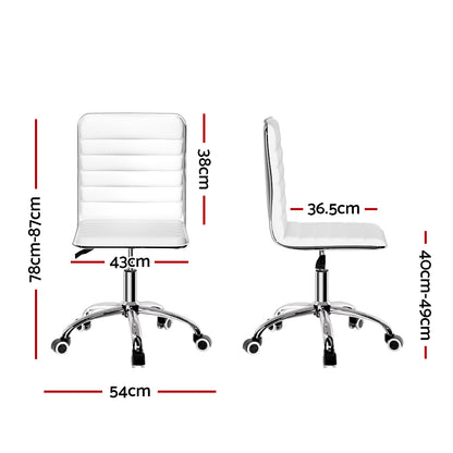 Artiss Office Chair Conference Chairs PU Leather Low Back White - Cosy Abode