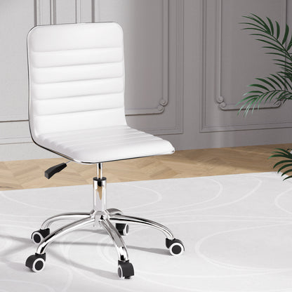 Artiss Office Chair Conference Chairs PU Leather Low Back White - Cosy Abode