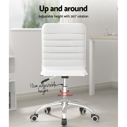 Artiss Office Chair Conference Chairs PU Leather Low Back White - Cosy Abode