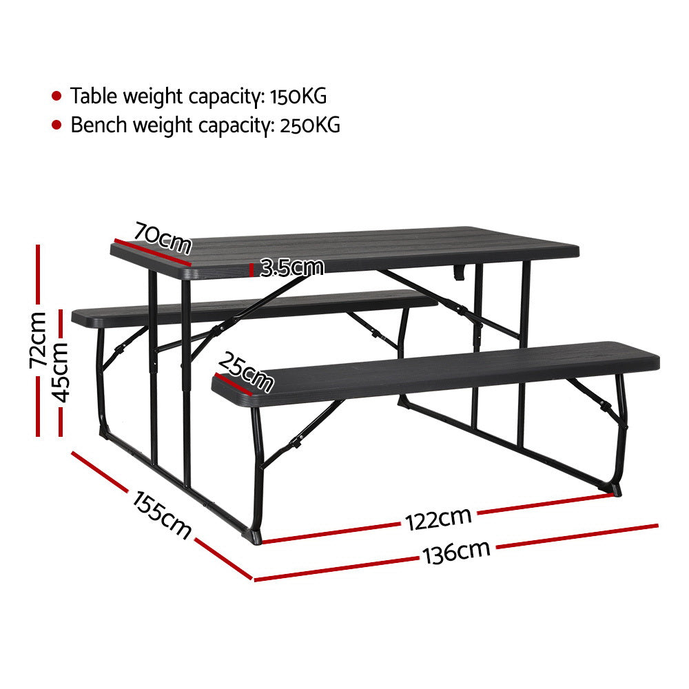 Gardeon 3 PCS Outdoor Furniture Dining Set Lounge Setting Patio HDPE Bench - Cosy Abode