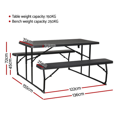 Gardeon 3 PCS Outdoor Furniture Dining Set Lounge Setting Patio HDPE Bench - Cosy Abode