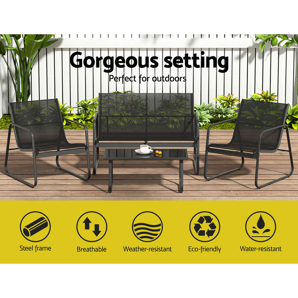 Gardeon Outdoor Sofa Set Lounge Setting Textilene Table and Chairs Garden Patio Furniture - Cosy Abode