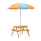 Keezi Kids Outdoor Table and Chairs Picnic Bench Umbrella Set Water Sand Pit Box - Cosy Abode