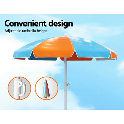 Keezi Kids Outdoor Table and Chairs Picnic Bench Umbrella Set Water Sand Pit Box - Cosy Abode