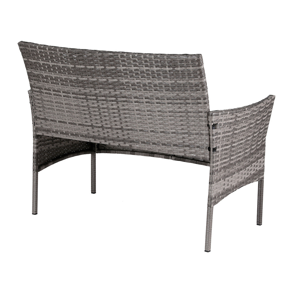 Gardeon 4 Seater Outdoor Sofa Set Wicker Setting Table Chair Furniture Grey - Cosy Abode