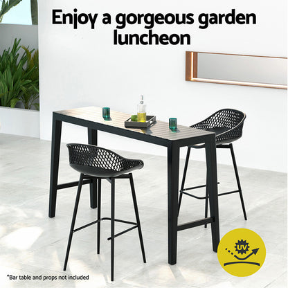 Gardeon 2PC Outdoor Bar Stools Plastic Metal Dining Chair Patio Furniture Garden - Cosy Abode