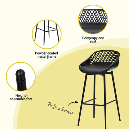 Gardeon 2PC Outdoor Bar Stools Plastic Metal Dining Chair Patio Furniture Garden - Cosy Abode