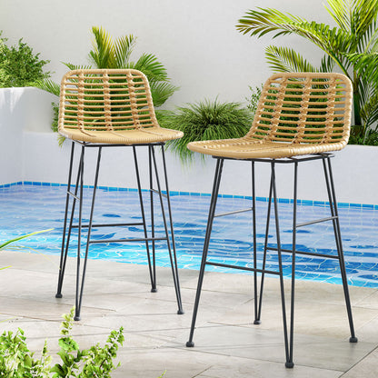 Gardeon 2 Piece Outdoor Bar Stools Wicker Dining Rattan Chair - Cosy Abode