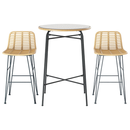 Gardeon 3-Piece Outdoor Bar Set Wicker Table Chairs Patio Bistro - Cosy Abode