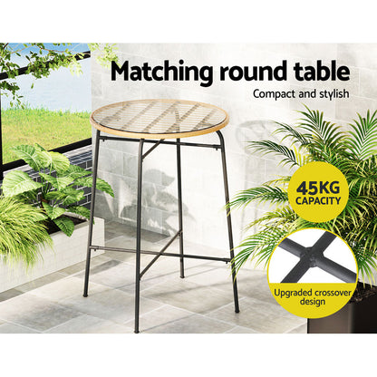 Gardeon 3-Piece Outdoor Bar Set Wicker Table Chairs Patio Bistro - Cosy Abode