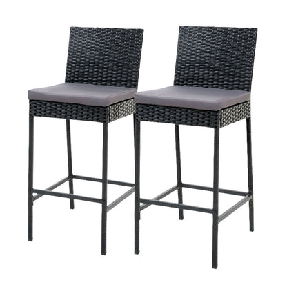 Gardeon 2-Piece Outdoor Bar Stools Dining Chair Bar Stools Rattan Furniture - Cosy Abode
