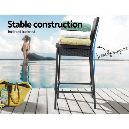 Gardeon 2-Piece Outdoor Bar Stools Dining Chair Bar Stools Rattan Furniture - Cosy Abode