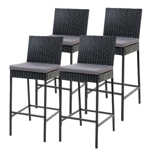 Gardeon 4-Piece Outdoor Bar Stools Dining Chair Bar Stools Rattan Furniture - Cosy Abode