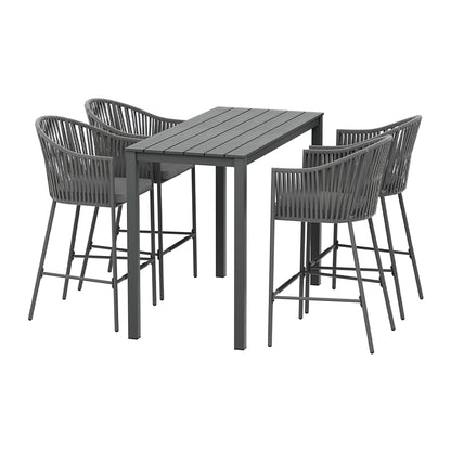 Gardeon 5-Piece Outdoor Bar Set Dining Table Rope Chair Patio Bistro Set - Cosy Abode
