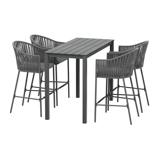 Gardeon 5-Piece Outdoor Bar Set Dining Table Rope Chair Patio Bistro Set - Cosy Abode