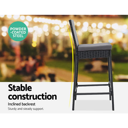 Gardeon 5-Piece Outdoor Bar Set Patio Dining Chairs Wicker Table Stools - Cosy Abode