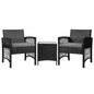 Gardeon 3PC Outdoor Bistro Set Patio Furniture Wicker Dining Chairs Table Cushion Black - Cosy Abode