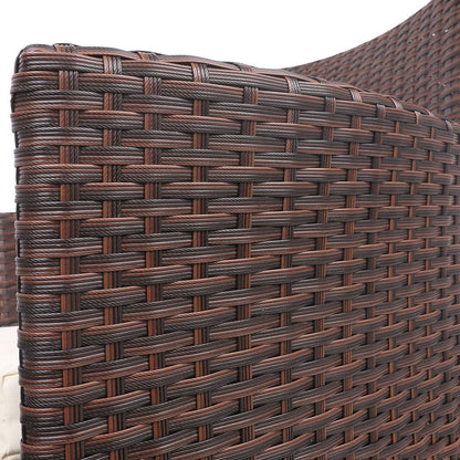 Gardeon 3PC Outdoor Bistro Set Patio Furniture Wicker Setting Chairs Table Cushion Brown - Cosy Abode