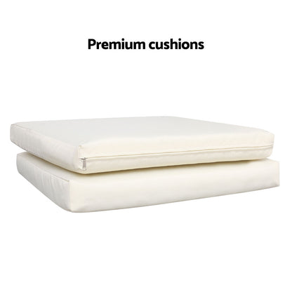 Gardeon 3PC Outdoor Bistro Set Patio Furniture Wicker Setting Chairs Table Cushion Brown - Cosy Abode