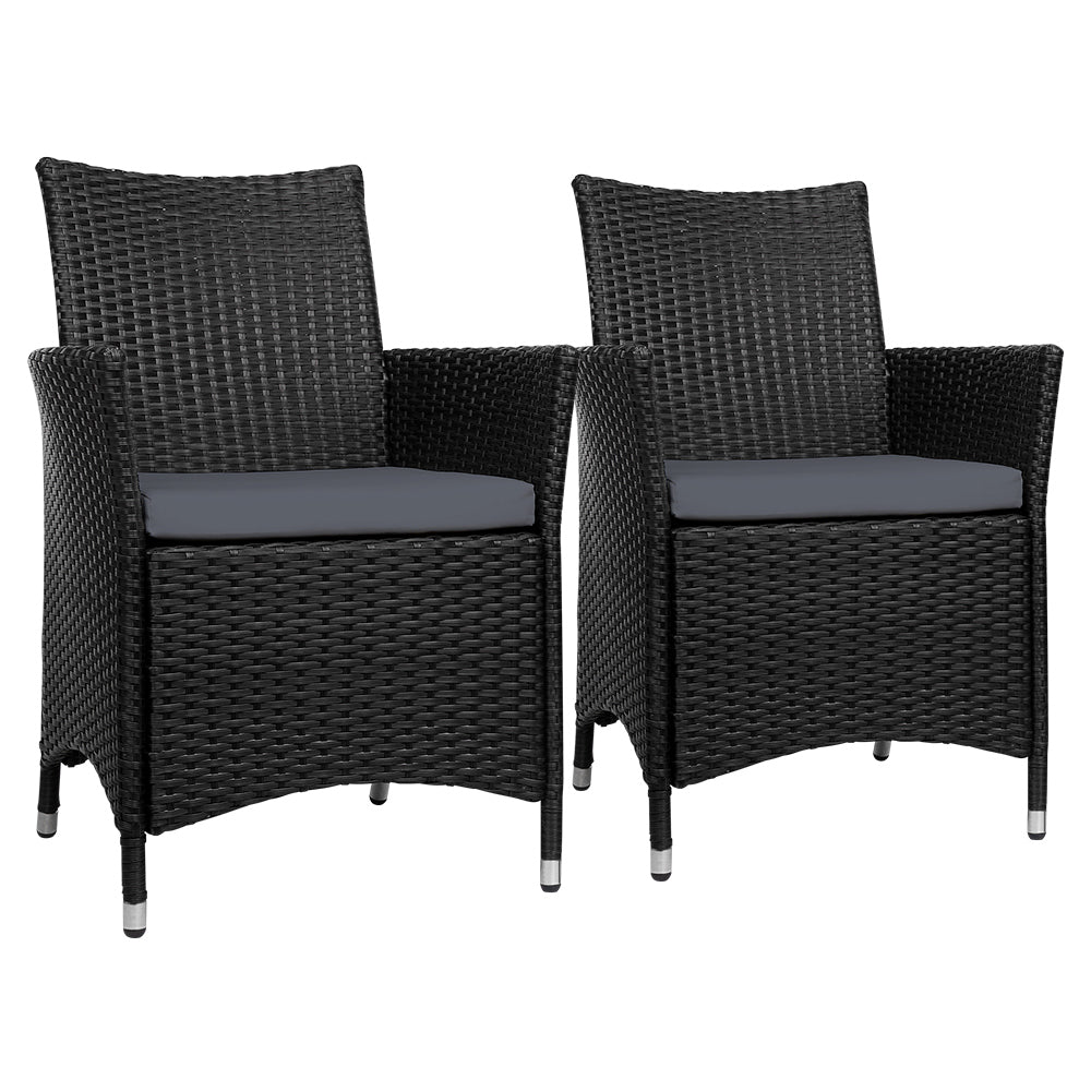 Gardeon 2PC Outdoor Dining Chairs Patio Furniture Wicker Garden Cushion Idris - Cosy Abode