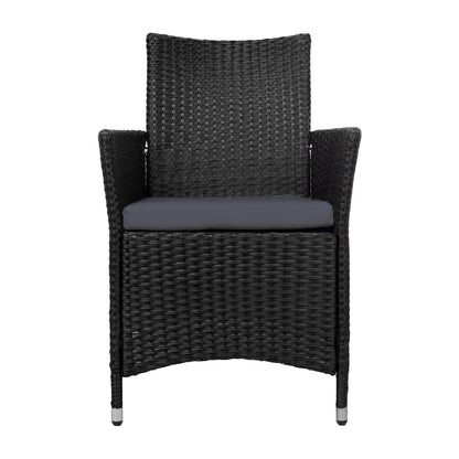 Gardeon 2PC Outdoor Dining Chairs Patio Furniture Wicker Garden Cushion Idris - Cosy Abode