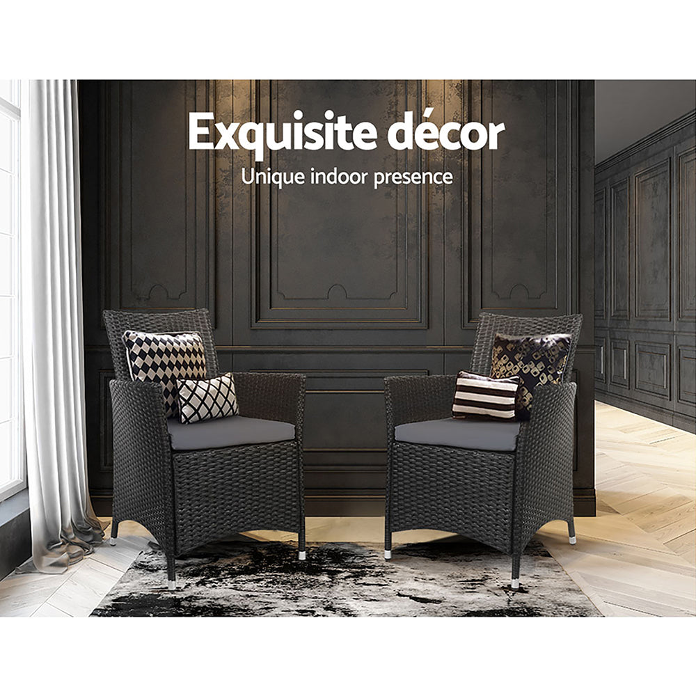 Gardeon 2PC Outdoor Dining Chairs Patio Furniture Wicker Garden Cushion Idris - Cosy Abode