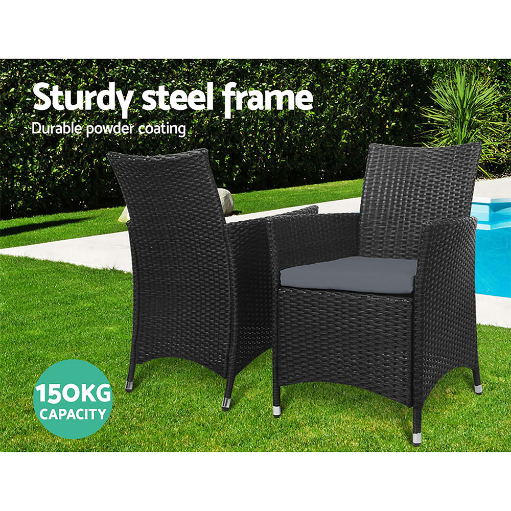 Gardeon 2PC Outdoor Dining Chairs Patio Furniture Wicker Garden Cushion Idris - Cosy Abode