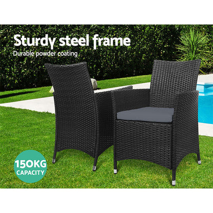 Gardeon 2PC Outdoor Dining Chairs Patio Furniture Wicker Garden Cushion Idris - Cosy Abode