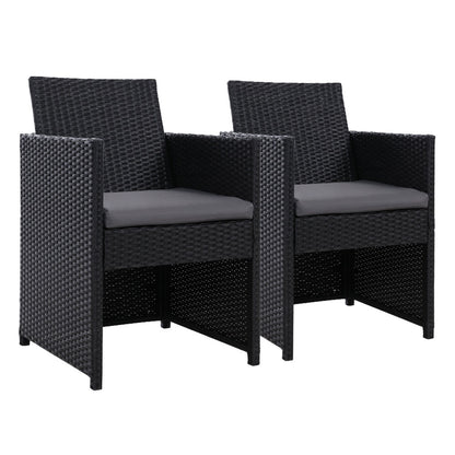Gardeon 2PC Outdoor Dining Chairs Patio Furniture Wicker Garden Cushion Hugo - Cosy Abode