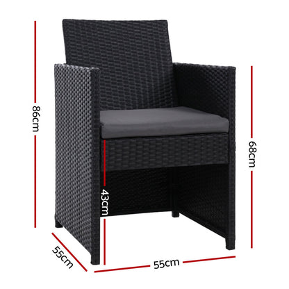 Gardeon 2PC Outdoor Dining Chairs Patio Furniture Wicker Garden Cushion Hugo - Cosy Abode