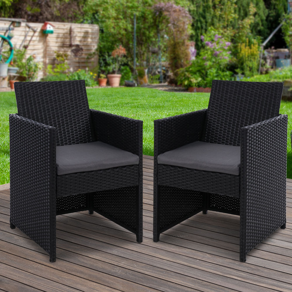 Gardeon 2PC Outdoor Dining Chairs Patio Furniture Wicker Garden Cushion Hugo - Cosy Abode