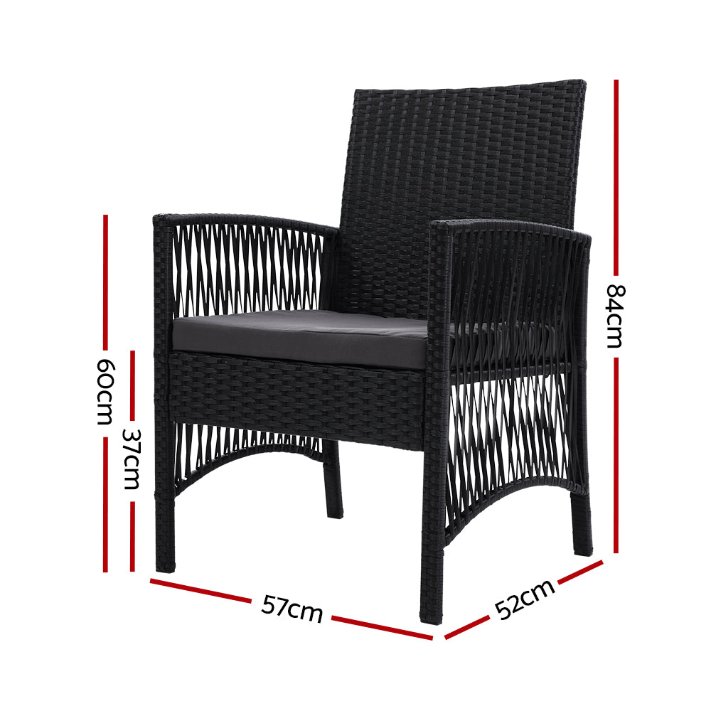 Gardeon 2PC Outdoor Dining Chairs Patio Furniture Wicker Lounge Chair Garden - Cosy Abode