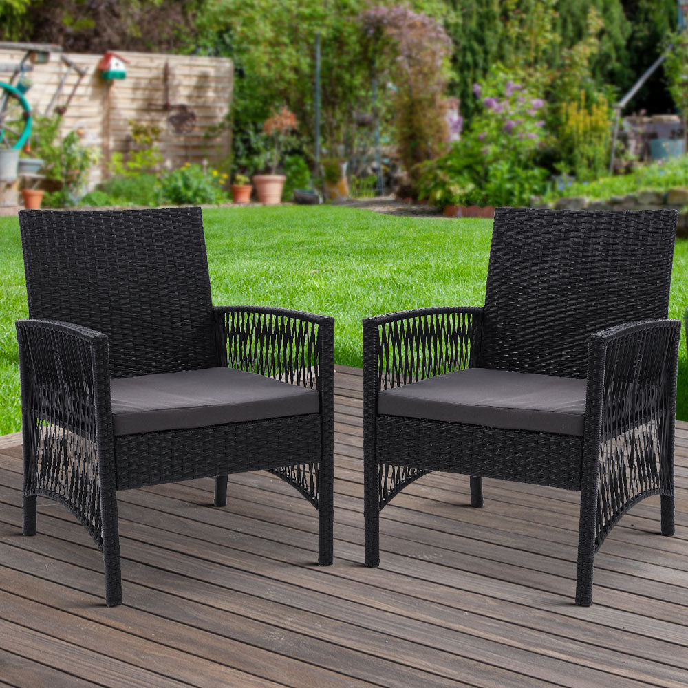 Gardeon 2PC Outdoor Dining Chairs Patio Furniture Wicker Lounge Chair Garden - Cosy Abode
