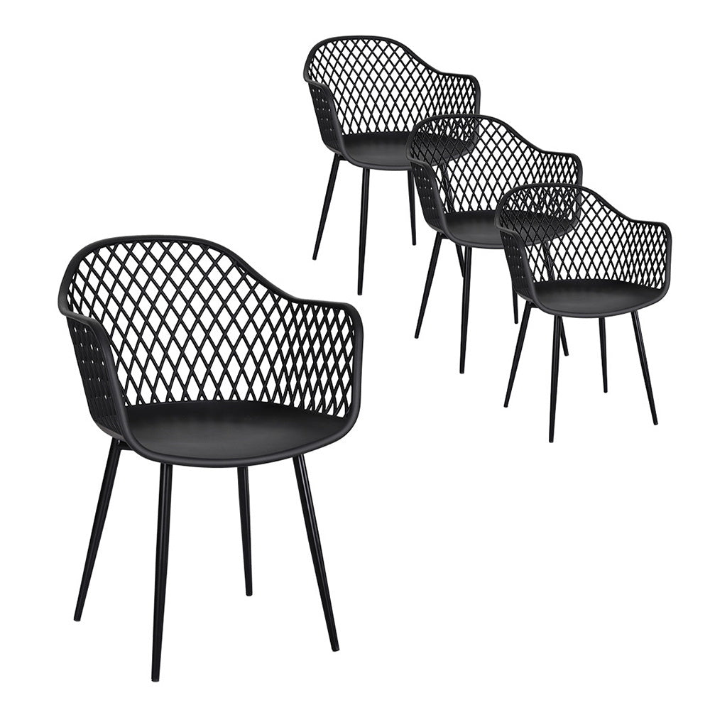 Gardeon 4PC Outdoor Dining Chairs PP Lounge Chair Patio Furniture Garden Black - Cosy Abode