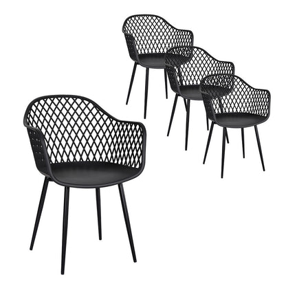 Gardeon 4PC Outdoor Dining Chairs PP Lounge Chair Patio Furniture Garden Black - Cosy Abode