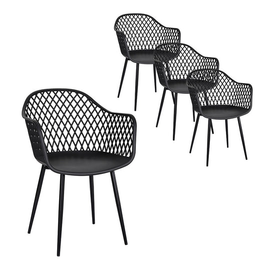 Gardeon 4PC Outdoor Dining Chairs PP Lounge Chair Patio Furniture Garden Black - Cosy Abode