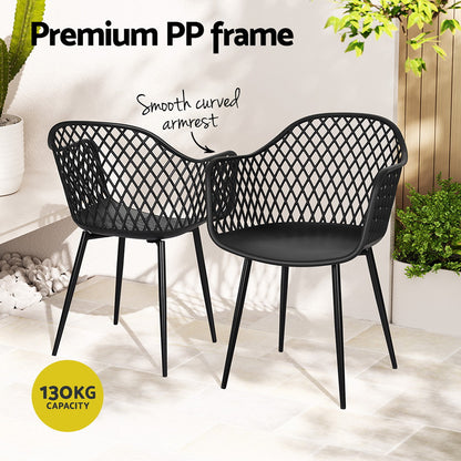 Gardeon 4PC Outdoor Dining Chairs PP Lounge Chair Patio Furniture Garden Black - Cosy Abode