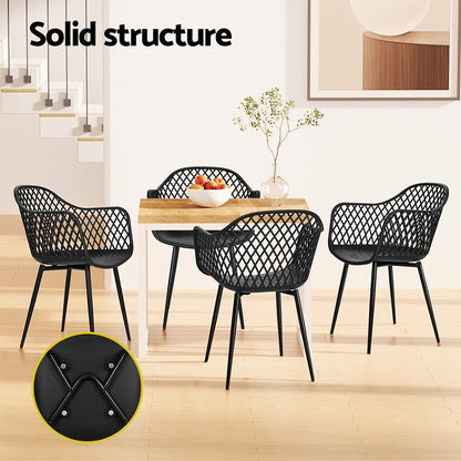 Gardeon 4PC Outdoor Dining Chairs PP Lounge Chair Patio Furniture Garden Black - Cosy Abode